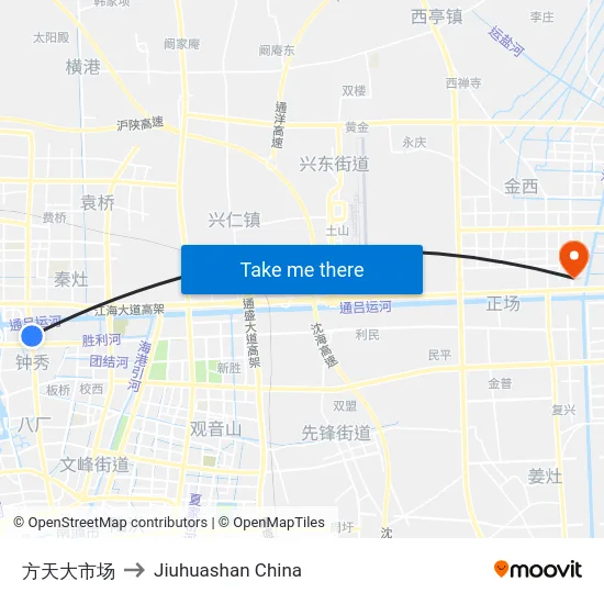 方天大市场 to Jiuhuashan China map