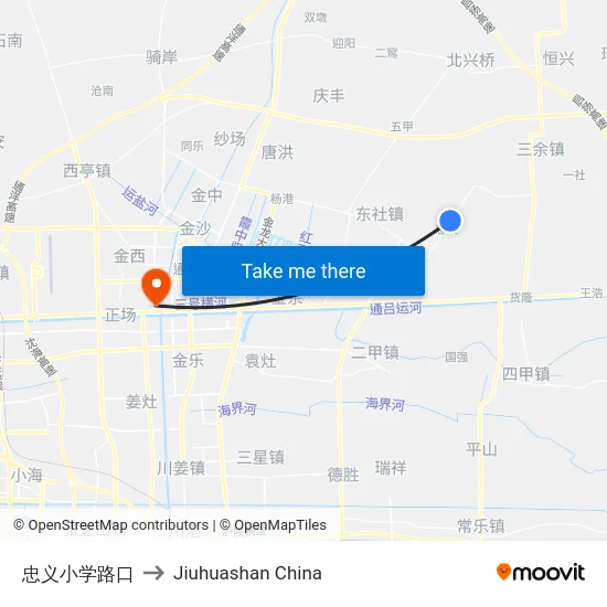 忠义小学路口 to Jiuhuashan China map