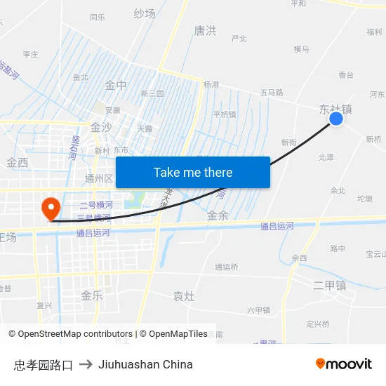 忠孝园路口 to Jiuhuashan China map