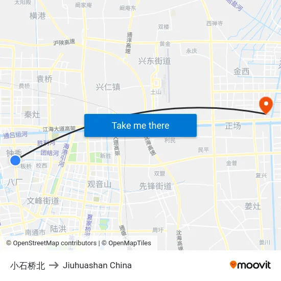 小石桥北 to Jiuhuashan China map