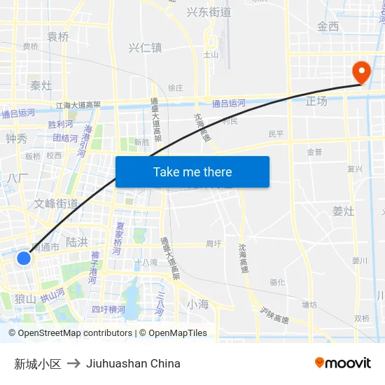 新城小区 to Jiuhuashan China map