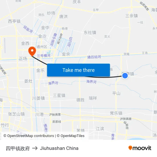四甲镇政府 to Jiuhuashan China map