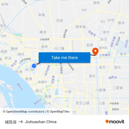 城隍庙 to Jiuhuashan China map