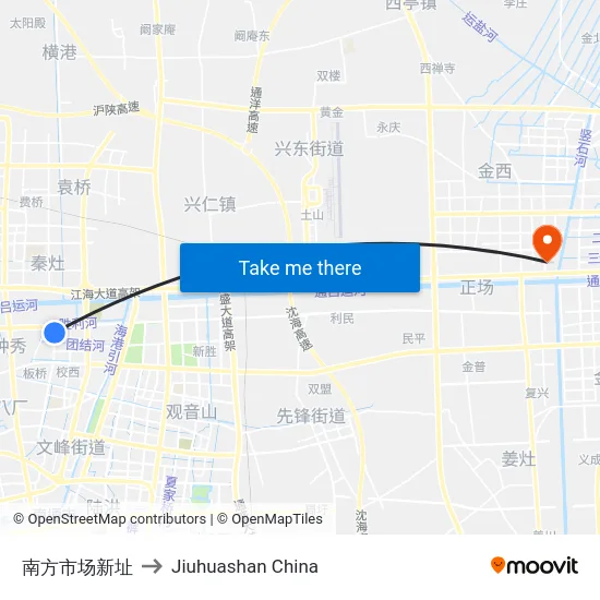南方市场新址 to Jiuhuashan China map
