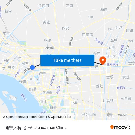 通宁大桥北 to Jiuhuashan China map