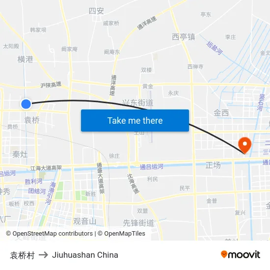 袁桥村 to Jiuhuashan China map
