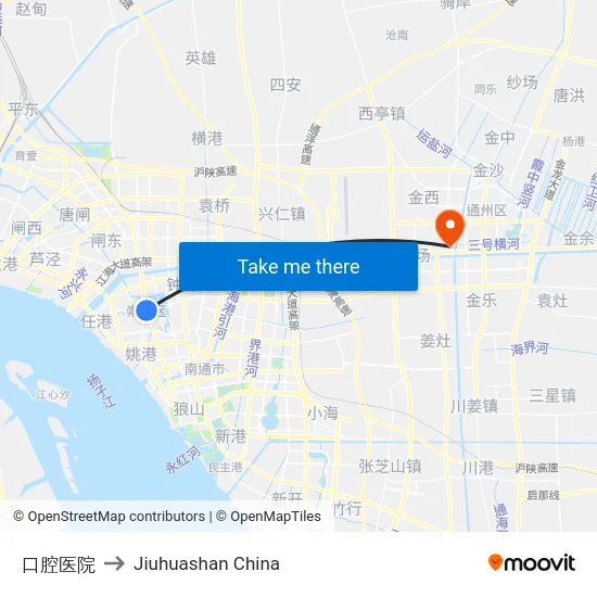 口腔医院 to Jiuhuashan China map