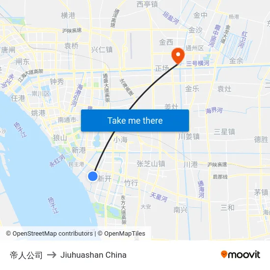 帝人公司 to Jiuhuashan China map
