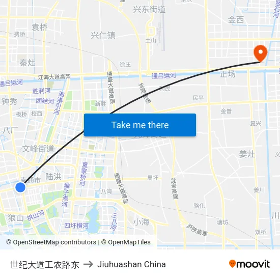 世纪大道工农路东 to Jiuhuashan China map