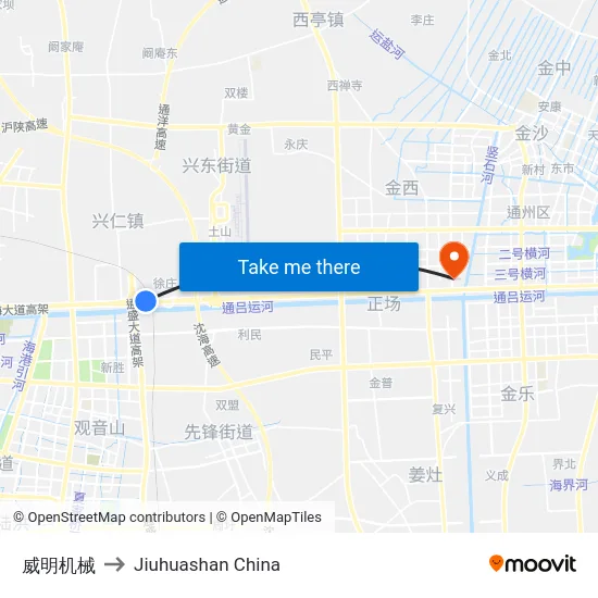 威明机械 to Jiuhuashan China map