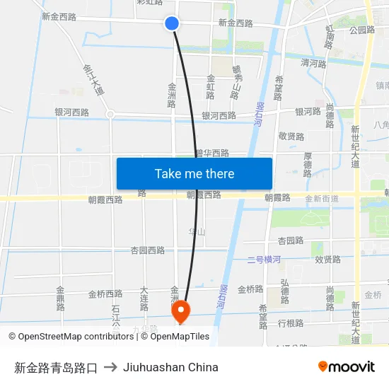 新金路青岛路口 to Jiuhuashan China map
