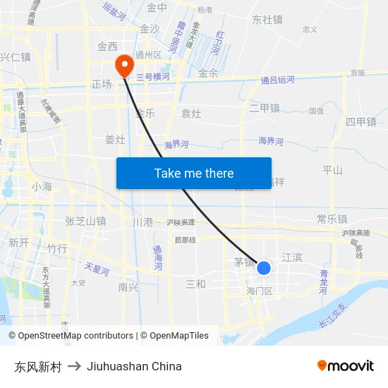 东风新村 to Jiuhuashan China map