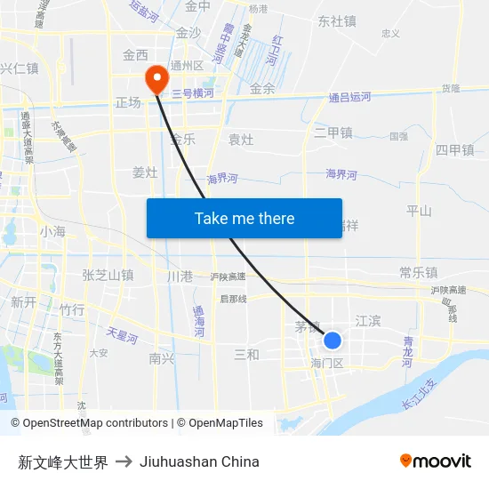 新文峰大世界 to Jiuhuashan China map