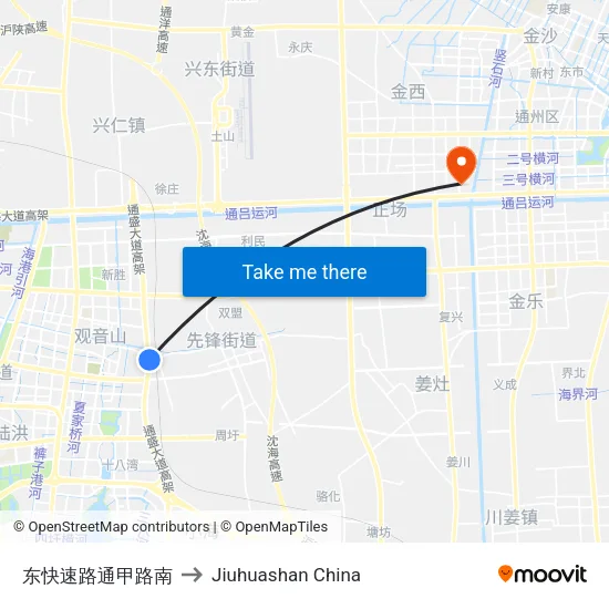东快速路通甲路南 to Jiuhuashan China map