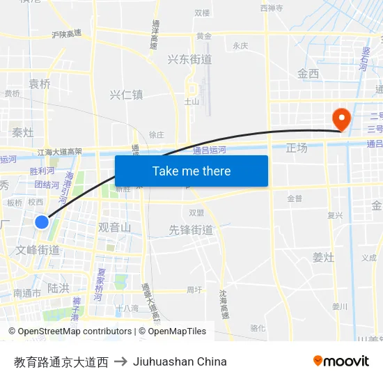 教育路通京大道西 to Jiuhuashan China map