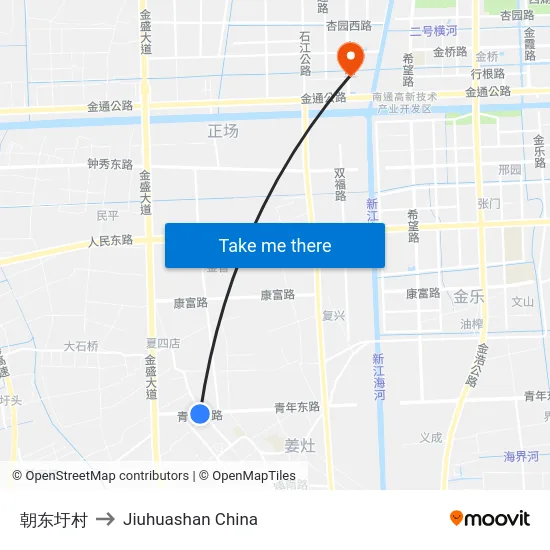 朝东圩村 to Jiuhuashan China map