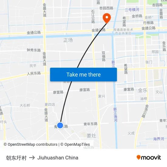 朝东圩村 to Jiuhuashan China map