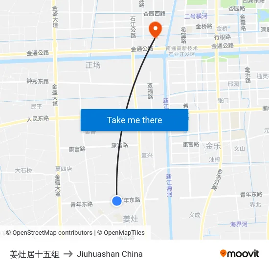 姜灶居十五组 to Jiuhuashan China map