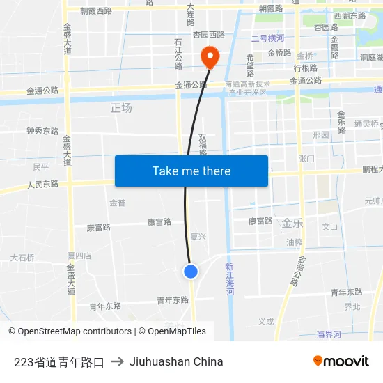 223省道青年路口 to Jiuhuashan China map