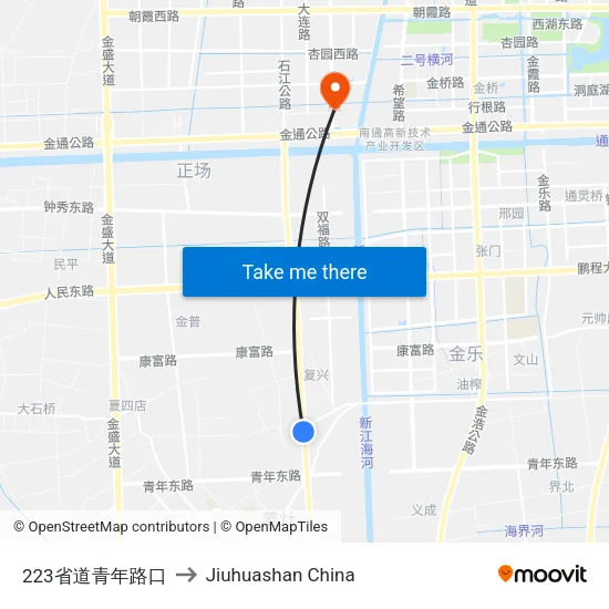 223省道青年路口 to Jiuhuashan China map