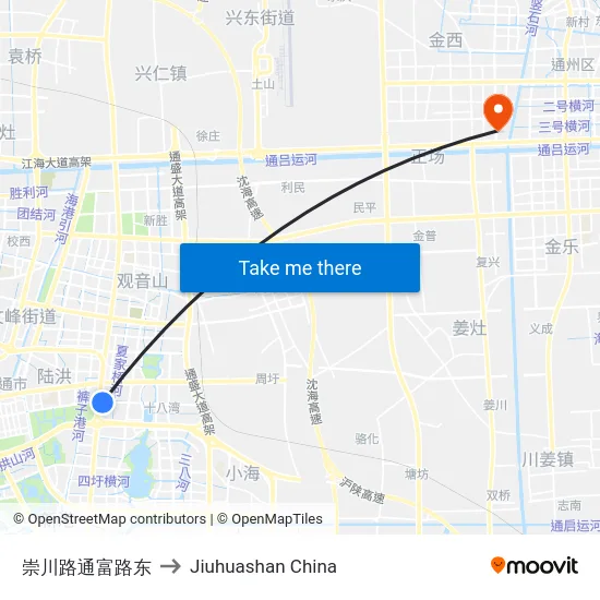 崇川路通富路东 to Jiuhuashan China map