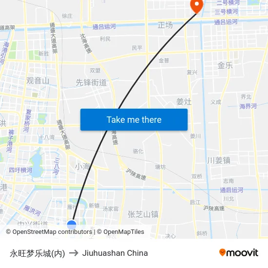 永旺梦乐城(内) to Jiuhuashan China map