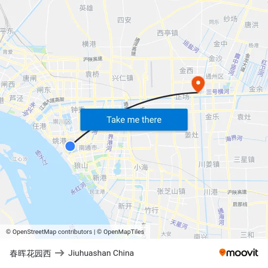 春晖花园西 to Jiuhuashan China map