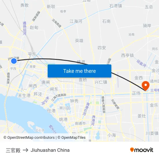 三官殿 to Jiuhuashan China map
