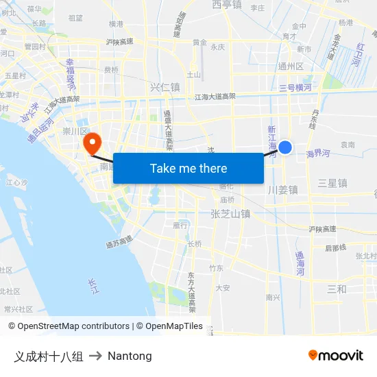 Yicheng Village Group 18 to Nantong map
