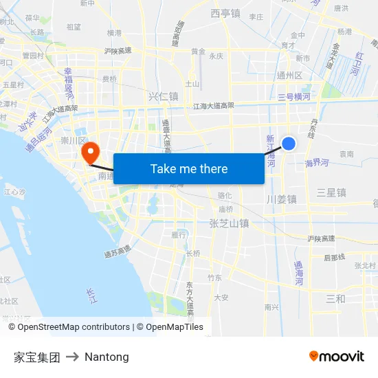Jiabao Group to Nantong map