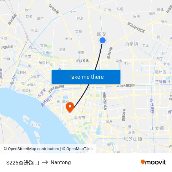 S225 Fenjin Road Junction to Nantong map