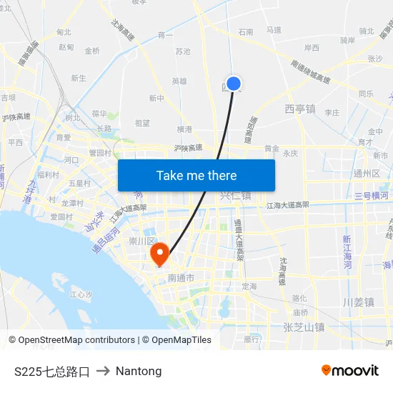 S225 & Qizong Road to Nantong map