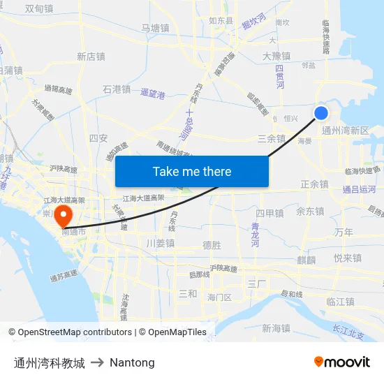 Tongzhou Bay Science Education City to Nantong map