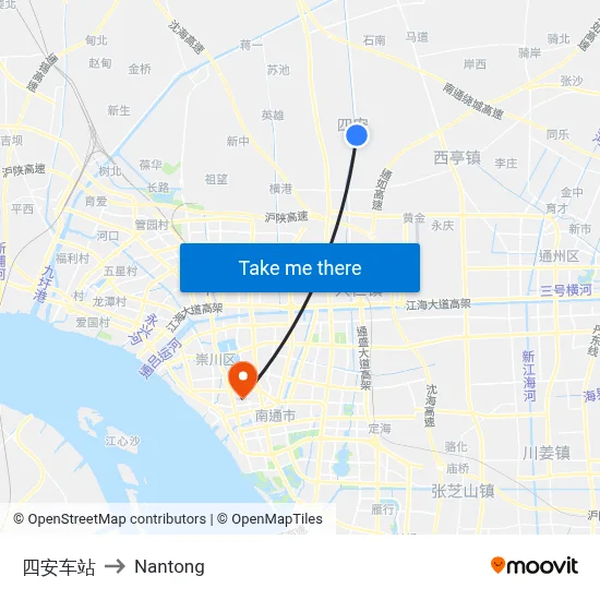 Si'an Station to Nantong map