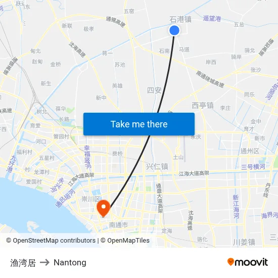 Yuwan Residence to Nantong map