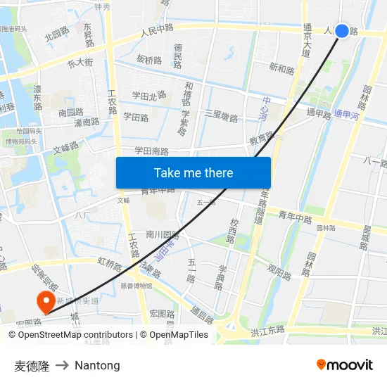 Metro to Nantong map