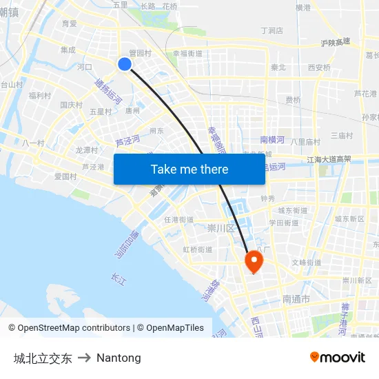 East Beicheng Interchange to Nantong map