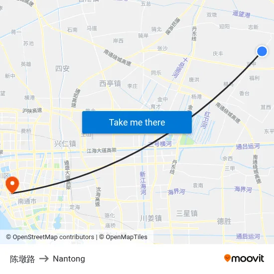 Chendun Road to Nantong map