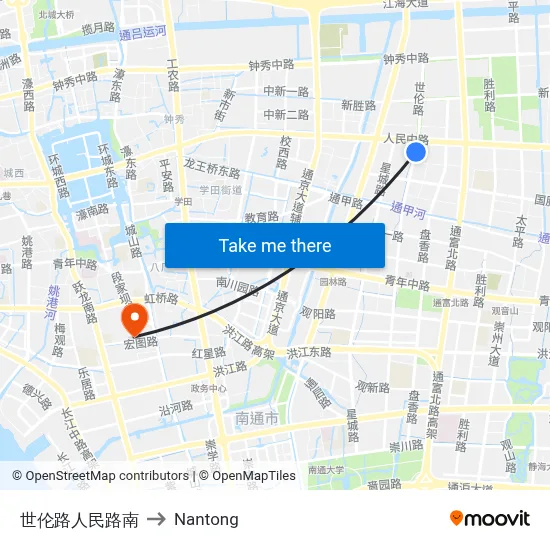 Shilun Road Renmin Road South to Nantong map