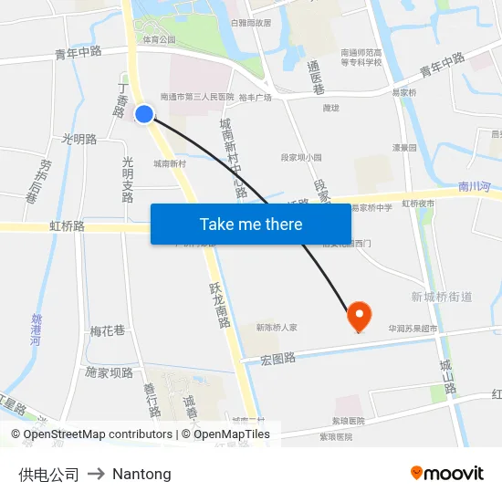 Power Supply Company to Nantong map
