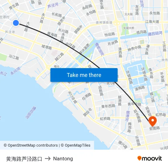 Huanghai Road & Lujing Road to Nantong map
