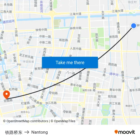 Railway Bridge East to Nantong map