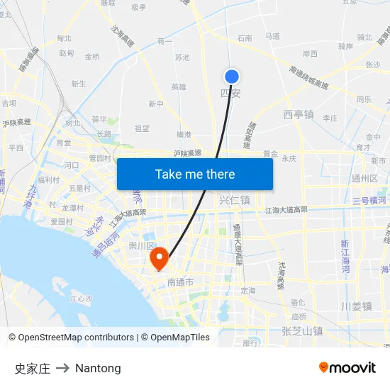 Shijiazhuang to Nantong map