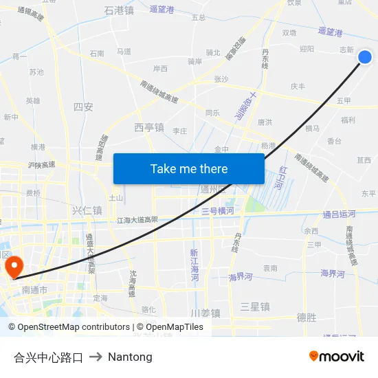 Hengxing Center Road Intersection to Nantong map