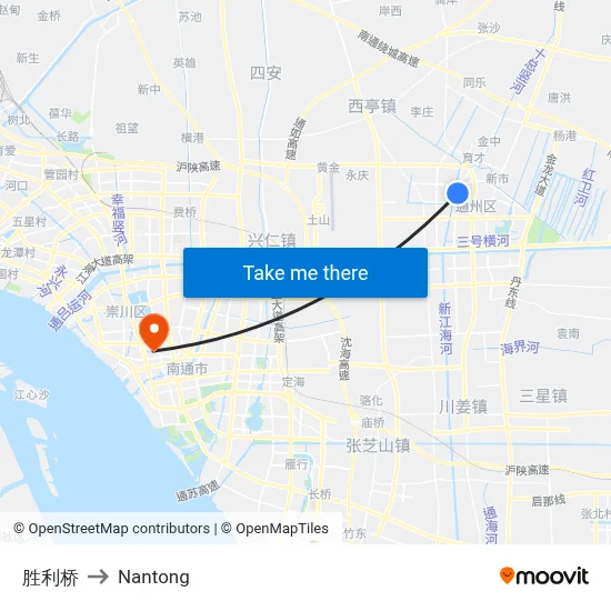 Victory Bridge to Nantong map