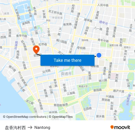 Panxiangou Village West to Nantong map