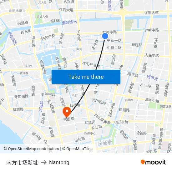 South Market New Location to Nantong map