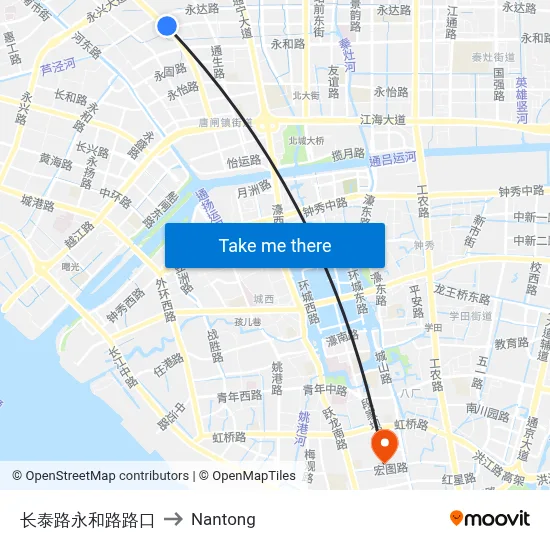 Changtai Road Yonghe Road Intersection to Nantong map