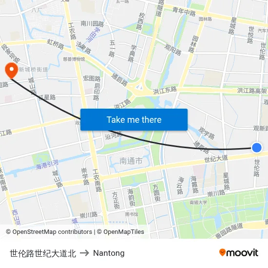 Shilun Road & Century Avenue North to Nantong map