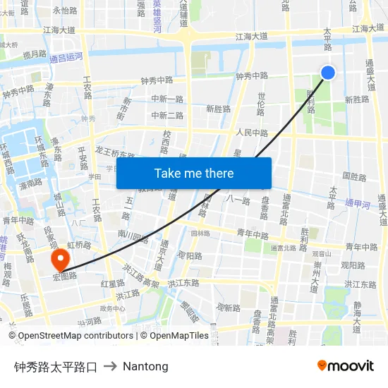 Zhongxiu Road Taiping Road Intersection to Nantong map